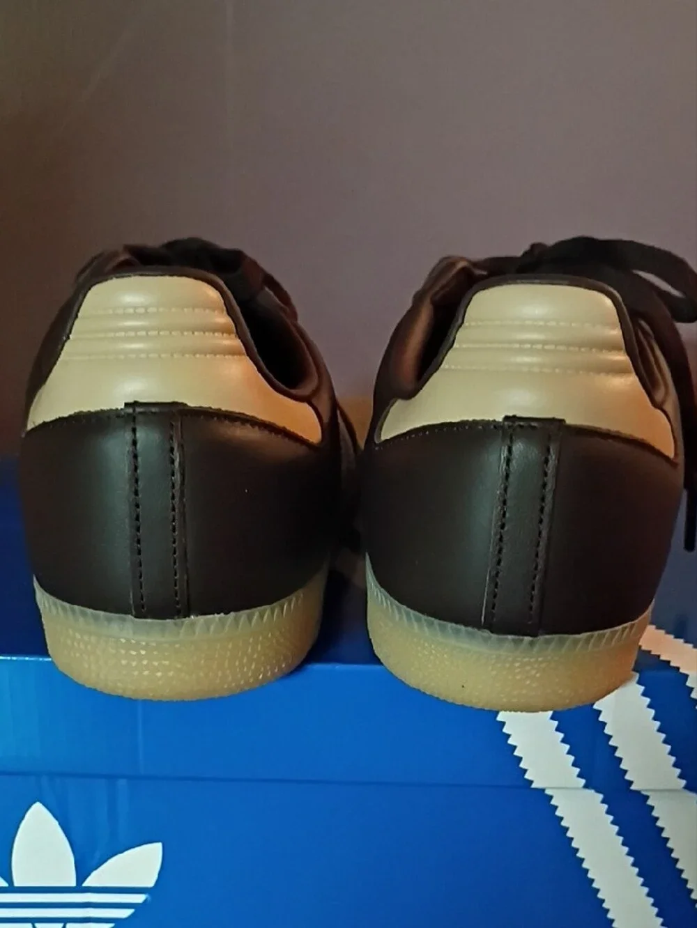 adidas Men’s Brown Leather Sneakers with White Stripes
